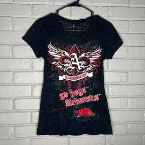 Vintage Y2K Affliction Style Arkansas Razorbacks Hogs Shirt Medium